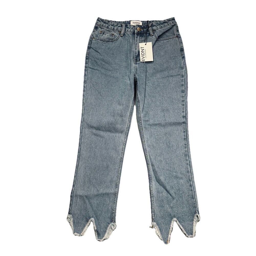 Evidnt Los Angeles Essen Relaxed Jeans 27 (28x24) Blue Crop Cotton Womens NWT